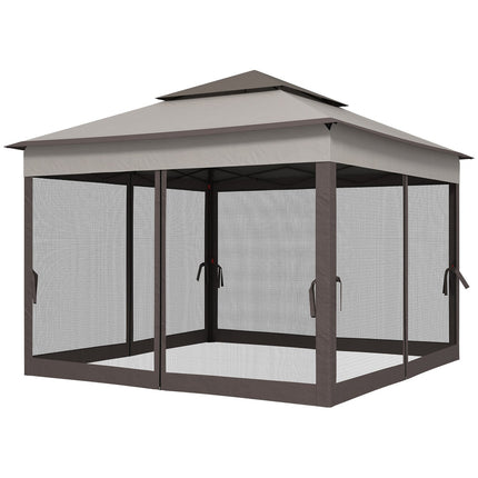 Pop-up Gartenpavillon mit Seitenwänden, hellgrau 3,25m