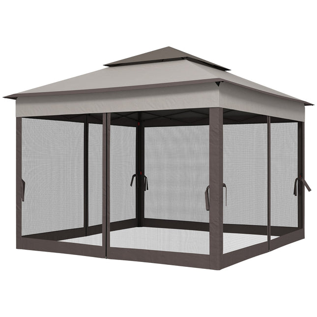 Pop-up Gartenpavillon mit Seitenwänden, hellgrau 3,25m