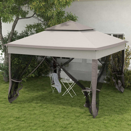 Pop-up Gartenpavillon mit Seitenwänden, hellgrau 3,25m