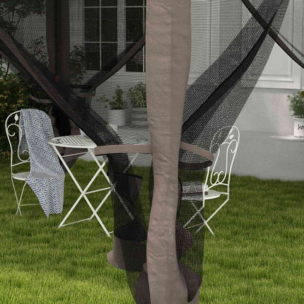Pop-up Gartenpavillon mit Seitenwänden, hellgrau 3,25m