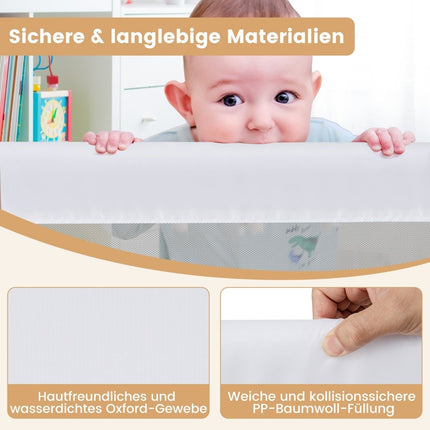 Klappbares Schutzgitter für Kinderbetten mit verstellbaren Gurten 150x40,5x42 cm weiß