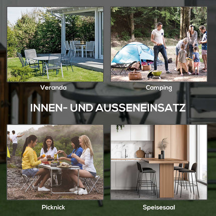 Opklapbare bijzettafel, klaptafel van glas met marmerlook, kleine campingtafel, ronde banktafel, balkontafel voor balkon, terras, woonkamer, kantoor, 45 x 45 x 50 cm, wit
