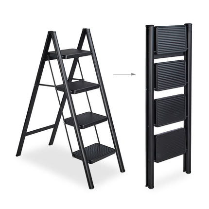 Folding steel stepladder