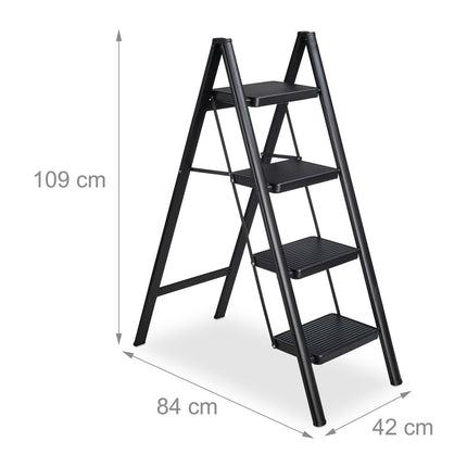 Folding steel stepladder