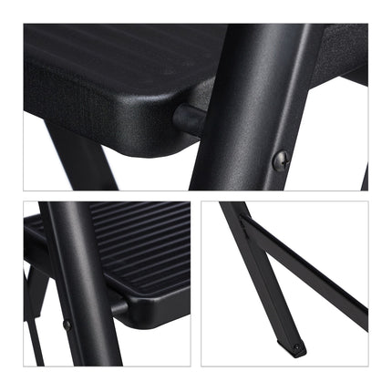 Folding steel stepladder