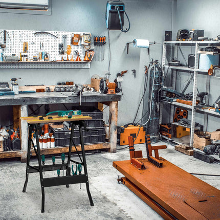 Folding steel workbench