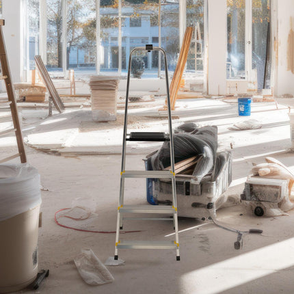 Folding stepladder with support handle