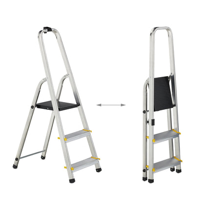 Folding stepladder with support handle
