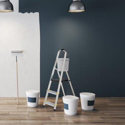 Folding stepladder with support handle