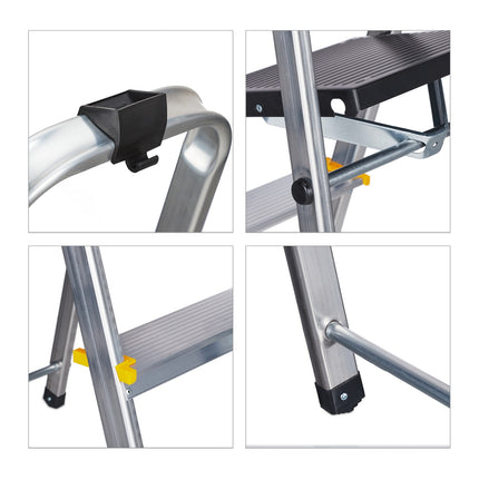 Folding stepladder with support handle