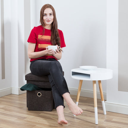 Klapphocker aus Leinen mit Fach