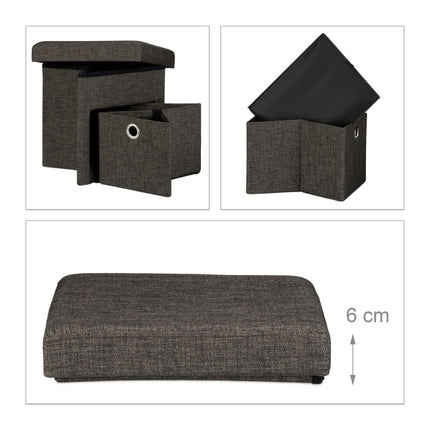 Klapphocker aus Leinen mit Fach