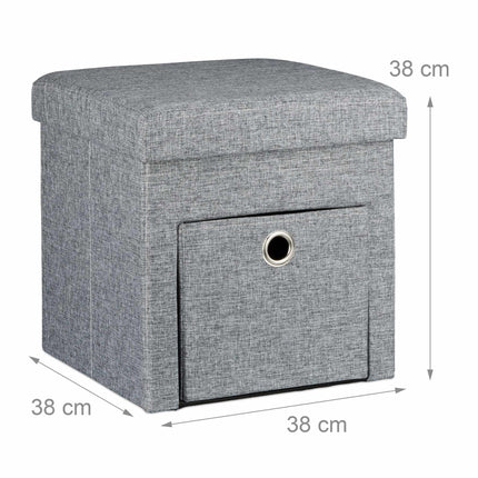 Folding stool in linen with compartment