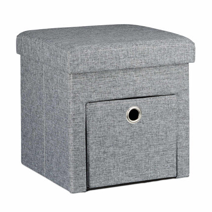 Folding stool in linen with compartment