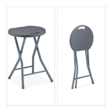 Folding stool in rattan - set of 2
