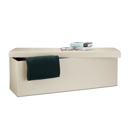 Folding storage bench in artificial leather