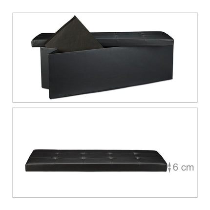 Banc de rangement pliable en cuir artificiel