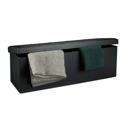 Banc de rangement pliable en cuir artificiel