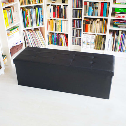 Banc de rangement pliable en cuir artificiel