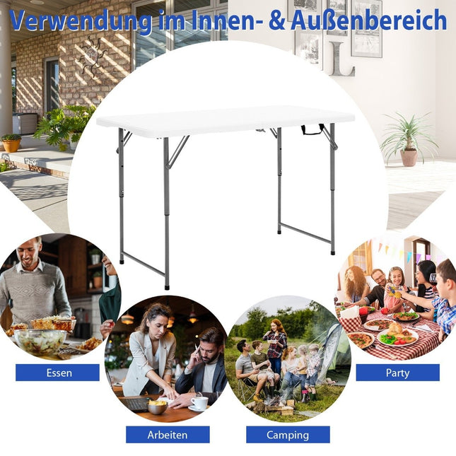 Klapptisch Doppelklapp-Picknicktisch mit Höhenverstellung weiß