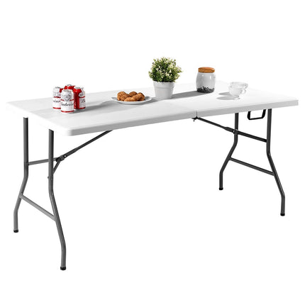 Klapptisch Klapptisch Campingtisch Gartentisch weiß 153 cm x 74 cm x 74 cm
