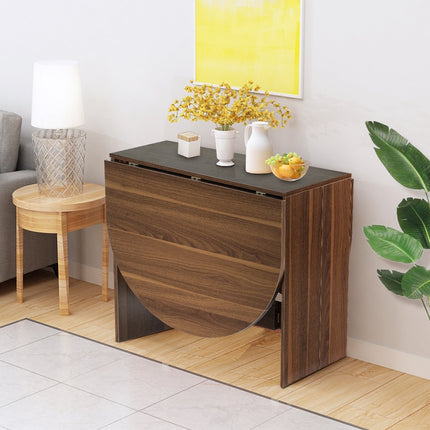 Klapptisch rund Balkontisch klappbar Gartentisch braun Holz
