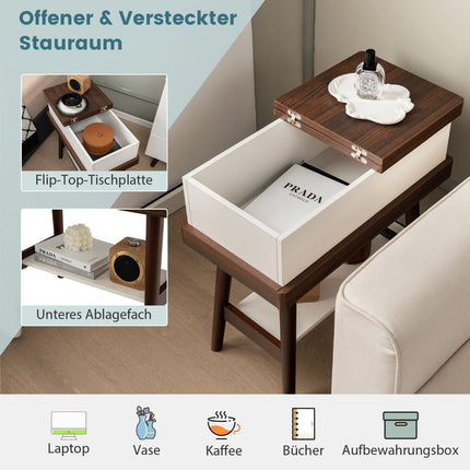 Klapptisch Sofatisch mit 180° klappbarer Platte 60 x 30 x 60 cm dunkelbraun