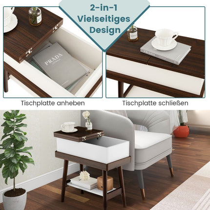 Klapptisch Sofatisch mit 180° klappbarer Platte 60 x 30 x 60 cm dunkelbraun