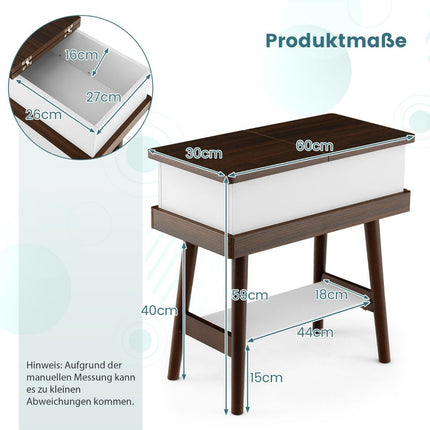 Klapptisch Sofatisch mit 180° klappbarer Platte 60 x 30 x 60 cm dunkelbraun