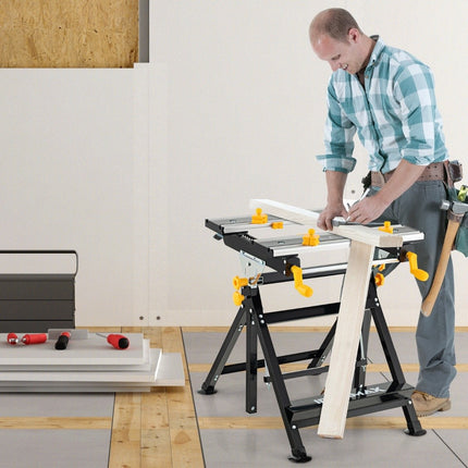 Klappbarer Arbeitstisch mit 8 beweglichen Klemmen &amp; 7 Höhenstufen 100 kg Tragkraft