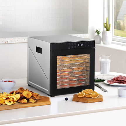 Food Dehydrator, 10 Stainless Trays, 1000W, Timer