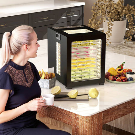 Sušička potravin, 850W, 12 nerezových pater, časovač