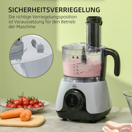 Küchenmaschine, 650W, 1,25L Behälter, 3 Geschwindigkeiten, 4 Klingen