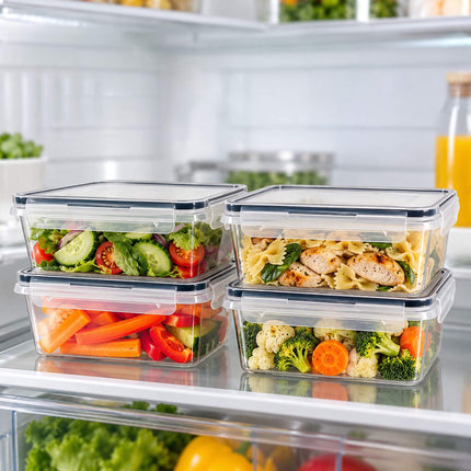 Food Storage Container Set of 10 with Airtight Click Lids, Freezer Safe, Clear