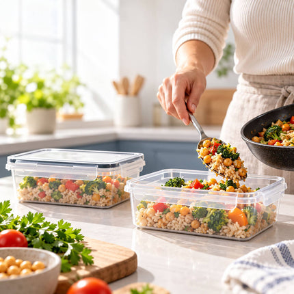 Food Storage Container Set of 10 with Airtight Click Lids, Freezer Safe, Clear