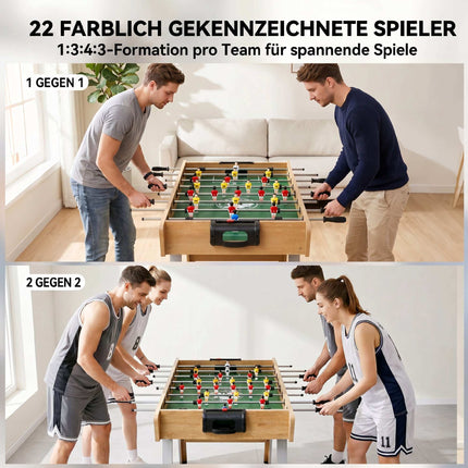 Foosball Table with 22 Players, Anti-Slip Handles, 121x87x77cm