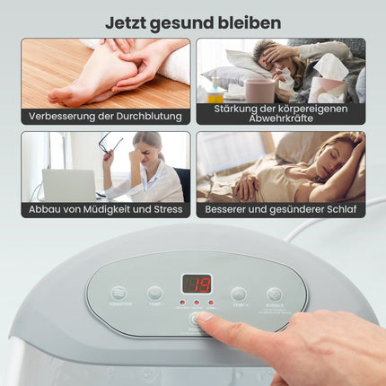 Fußsprudelbad mit Wärme, Blasen und Pedikürestein