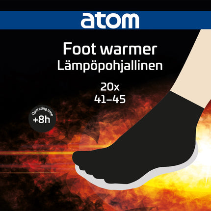 Foot Warmer Insoles for Shoe Size 41–45, 20 Pack, 8+ Hour Operating Time