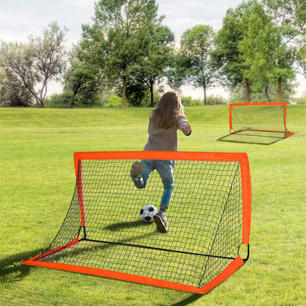 Buts de football, filet de football, lot de 2 mini-buts, pliables, en métal, tissu Oxford, pour enfants, extérieur, orange, 183 x 90 x 90 cm