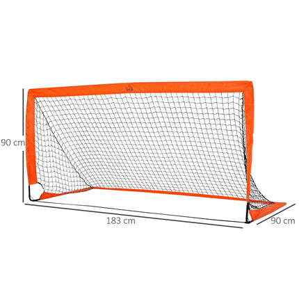 Buts de football, filet de football, lot de 2 mini-buts, pliables, en métal, tissu Oxford, pour enfants, extérieur, orange, 183 x 90 x 90 cm