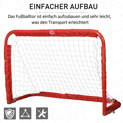 Mini-Fußballtor-Set, 2 Stück, faltbar, Stahl und Tetrolon, rot