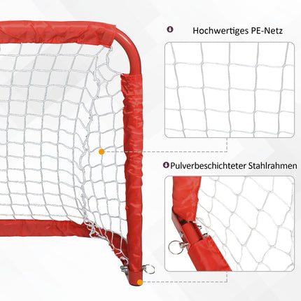 Mini-Fußballtor-Set, 2 Stück, faltbar, Stahl und Tetrolon, rot