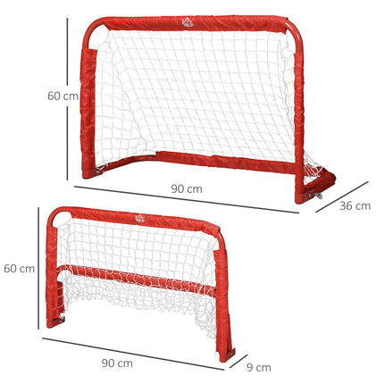 Mini-Fußballtor-Set, 2 Stück, faltbar, Stahl und Tetrolon, rot