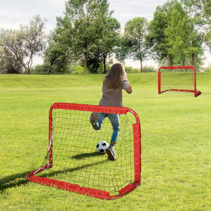 Mini-Fußballtor-Set, 2 Stück, faltbar, Stahl und Tetrolon, rot