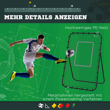 Fußball-Rebounder-Tor, klappbare Rückwand, verstellbare Stufen