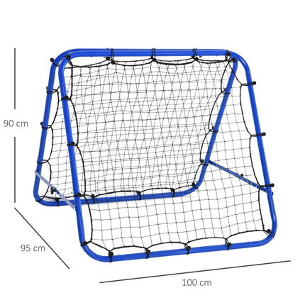 Verstellbares doppelseitiges Fußball-Rebounder-Netz, Stahl, 100x95x90 cm