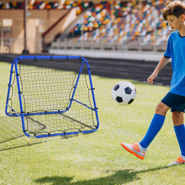 Verstellbares doppelseitiges Fußball-Rebounder-Netz, Stahl, 100x95x90 cm