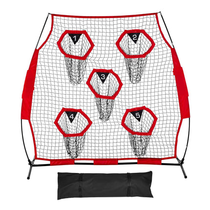 Football Throwing Net 6x6 ft, 5 Target Pockets, Carry Bag