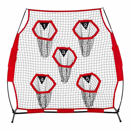 Football Throwing Net 6x6 ft, 5 Target Pockets, Carry Bag
