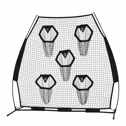 Football Throwing Net 7x7 Ft, 5 Target Pockets, Carry Bag